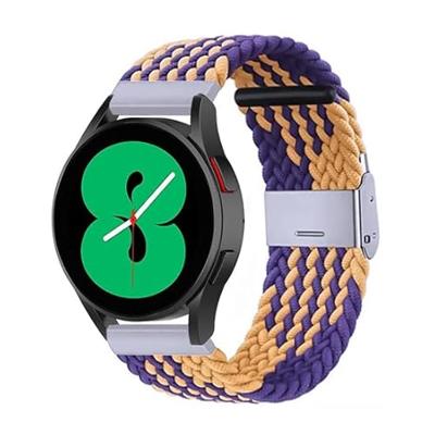 By Qubix - Compatible met Garmin Venu/Sq / Sq2 / 2 plus - Braided nylon bandje - Oker/paars - Compatible Garmin bandje - Bandbreedte: 20mm
