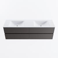MONDIAZ VICA 160cm badmeubel onderkast Dark Grey 4 lades. Wastafel CLOUD dubbel zonder kraangat, kleur Talc. - thumbnail