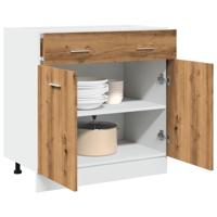 Onderkast met lade Lyon 80x46x81,5 cm bewerkt hout artisanaal eiken - thumbnail