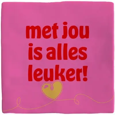 Plenty Gifts tegeltje keramiek met jou is alles leuker 10x10cm roze Plenty Gifts tegeltje keramiek met jou is alles leuker 10x10cm roze