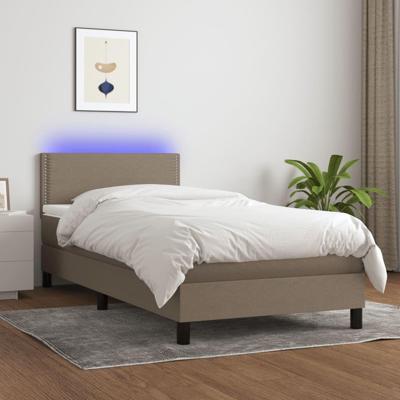Boxspring met matras en LED stof taupe 90x190 cm