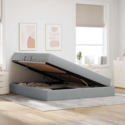 Opbergbed met matras Lichtgrijs 160 x 200 cm Polyester