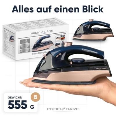 ProfiCare PC-DB 3125 Stoomstrijkijzer Keramische zoolplaat 800 W Blauw, Roze