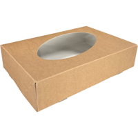 Cateringdoos | karton + PET | 360x250x80mm | met venster | bruin/wit | 100 stuks - thumbnail