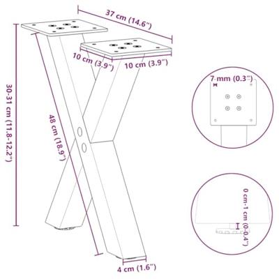 Salontafelpoten 2 st X-vormig 37x(30-31) cm staal zwart - thumbnail