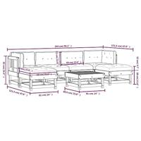 7-delige Loungeset met kussens massief hout wit - thumbnail