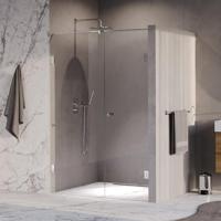 BRAUER Void Carving nisdeur 2-delig helder glas 130x200 omkeerbaar met draaideur 60 aan muur incl. glascoating chroom - thumbnail