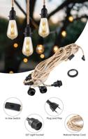 Vintage Hanglamp kit - 3-licht Linen Hanglamp met schakelaar 750 cm - Geschikt voor woonkamers en landhuizen - DIY kabel set met 3 x E27 lampfittingen - Geschikt voor lampenkappen - thumbnail