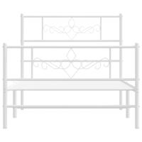 Bedframe met hoofd- en voeteneinde metaal wit 75x190 cm - thumbnail