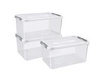 Curver Handy+ Opbergbox - 50L - 3 stuks - Transparant met deksel - thumbnail