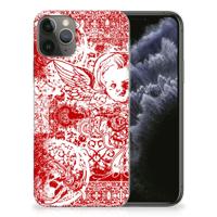 Silicone Back Case Apple iPhone 11 Pro Angel Skull Rood - thumbnail