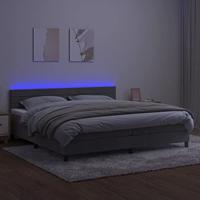 Boxspring met matras en LED fluweel lichtgrijs 200x200 cm - thumbnail