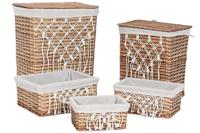 Wasmand Home ESPRIT Wit Natuurlijk vlechtwerk Shabby Chic 47 x 35 x 55 cm 5 Onderdelen - thumbnail