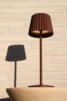 Lucide JUSTINE - Oplaadbare Tafellamp Binnen/Buiten - Accu/Batterij - LED Dimb. - 1x2W 2700K - IP54 - Met draadloos oplaadstation - Roest bruin - thumbnail