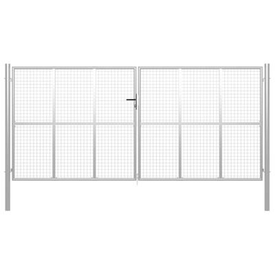 Poort 415x250 cm gegalvaniseerd staal zilverkleurig