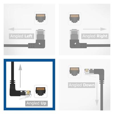 ACT Zwarte 5 meter U/UTP CAT6A LSZH slimline patchkabel met RJ45 connectoren. recht naar 90° haaks - thumbnail