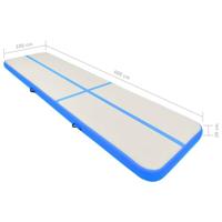 VidaXL Gymnastiekmat met pomp opblaasbaar 600x100x20 cm pvc blauw - thumbnail
