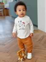 Babyset T-shirt + molton broek gestreept / karamel - thumbnail