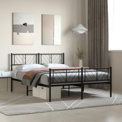 Bedframe met hoofd- en voeteneinde metaal zwart 140x190 cm