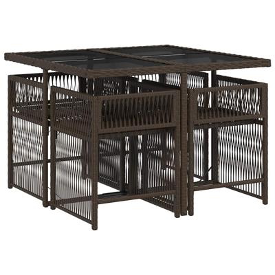 5-delige Tuinset met kussens poly rattan bruin - thumbnail