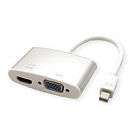 Roline 12.03.3161 DisplayPort-kabel Mini-displayport / VGA Adapterkabel Mini DisplayPort-stekker, VGA-bus 15-polig 0.10 m Zilver (metallic) - thumbnail