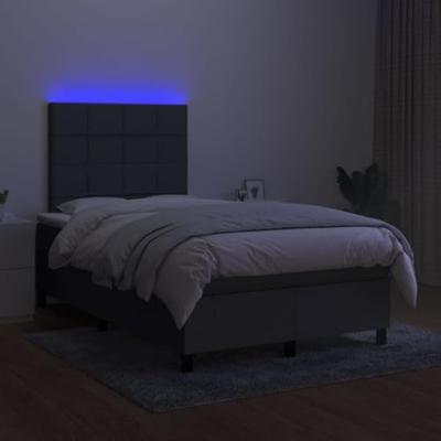 Boxspring met matras en LED stof donkergrijs 120x200 cm