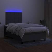 Boxspring met matras en LED stof donkergrijs 120x200 cm - thumbnail