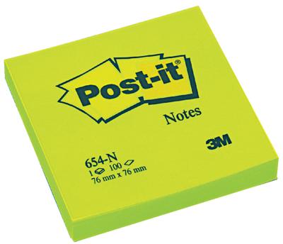 Post-it Notes, 100 vel, ft 76 x 76 mm, neongreon