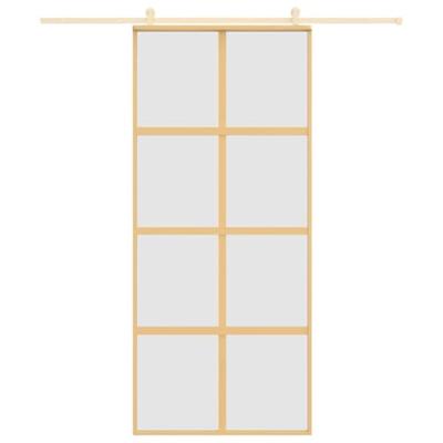 VidaXL Schuifdeur 90x205 cm mat esg-glas en aluminium goudkleurig