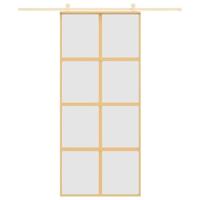 VidaXL Schuifdeur 90x205 cm mat esg-glas en aluminium goudkleurig - thumbnail