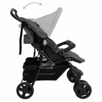VidaXL Tweelingkinderwagen staal donkergrijs - thumbnail