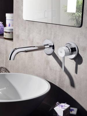 Wastafelmengkraan Hotbath Buddy Inbouw 3+3 Inbouwsysteem 1-hendel Gebogen 16.4 cm Chroom