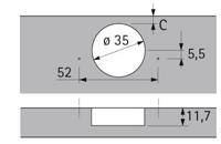 Intermat inboorscharnier 9943, Basis -3,5mm, TH 42 - thumbnail