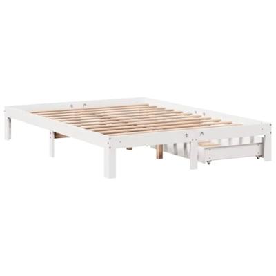Bedframe met lades massief grenenhout wit 160x200 cm