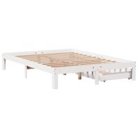Bedframe met lades massief grenenhout wit 150x200 cm - thumbnail