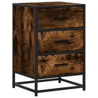 Nachtkastje 40x34,5x60 cm bewerkt hout en metaal gerookt eiken - thumbnail