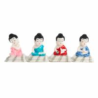Happy Boeddha Beelden - set van 4 - ca. 7 cm - thumbnail