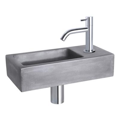 Fonteinset Differnz Ravo Beton 38.5x18.5x9 cm Donker Grijs Met Gebogen Kraan Chroom Fonteinset Differnz Ravo Beton 38.5x18.5x9 cm Donker Grijs Met Gebogen Kraan Chroom