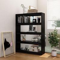Boekenkast/kamerscherm 100x30x135,5 cm massief grenenhout zwart - thumbnail