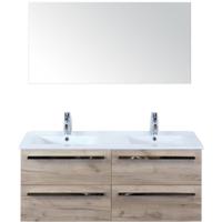 Seville Badmeubelset 120 cm - 4 Laden Craft Oak - Wastafel Enjoy Dubbel met Spiegel - thumbnail