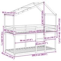 Stapelbedframe zonder matras massief grenenhout 90x200 cm - thumbnail