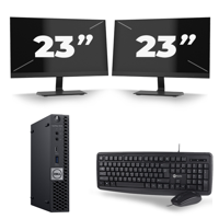 Dell Optiplex 7070 Micro USFF - Intel Core i5-9e Generatie - 8GB RAM - 256GB SSD - Windows 11 + 2x 23 inch Monitor - thumbnail