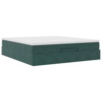 Ottoman bed met matras 180x200 cm fluweel donkergroen - thumbnail