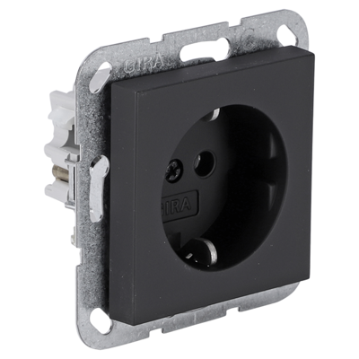 Gira E2 Contactdoos | Inbouw | 1-voudig | Randaarde | Zwart - 66.053.42