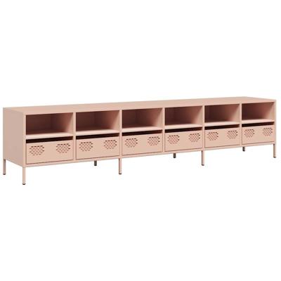 Tv-meubel 202x39x43,5 cm koudgewalst staal roze