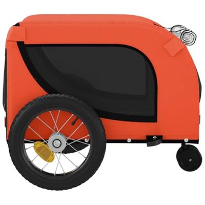 Hondenfietstrailer oxford stof en ijzer oranje en zwart - thumbnail