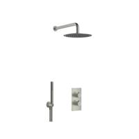 Fortifura Calvi Inbouw Regendoucheset - thermostatisch - wandarm - 30cm hoofddouche - staaf handdouche - gladde doucheslang - geborsteld Gunmetal PVD SW1139123/SW720563/SW721165/SW721170/SW766536/SW76 - thumbnail
