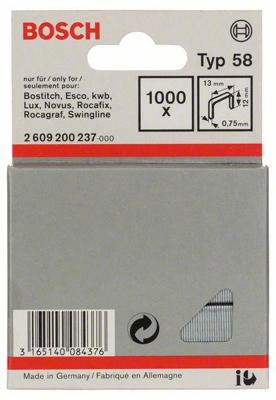 Bosch Accessories 2609200237 Nieten met fijn draad Type 58 1000 stuk(s) Afm. (l x b) 12 mm x 13 mm Bosch Accessories 2609200237 Nieten met fijn draad Type 58 1000 stuk(s) Afm. (l x b) 12 mm x 13 mm