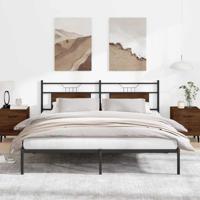 Bedframe zonder matras bewerkt hout bruin eikenkleur 183x203 cm - thumbnail