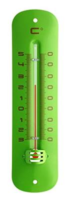 Metalen thermometer 19 cm groen voor gebruik binnen en buiten